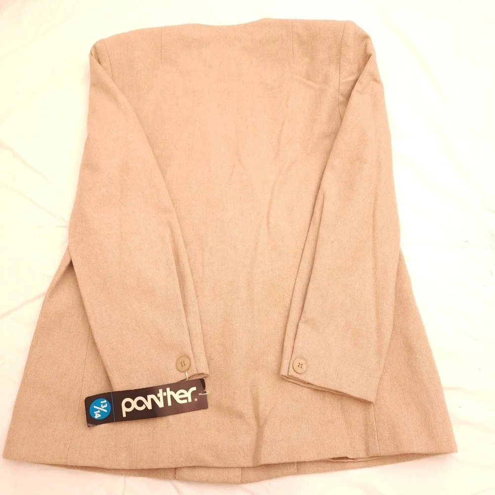 NWT Vintage Panther Camel Wool Blazer Jacket Women 13/14 Tan Deadstock Old Money - Picture 7 of 10